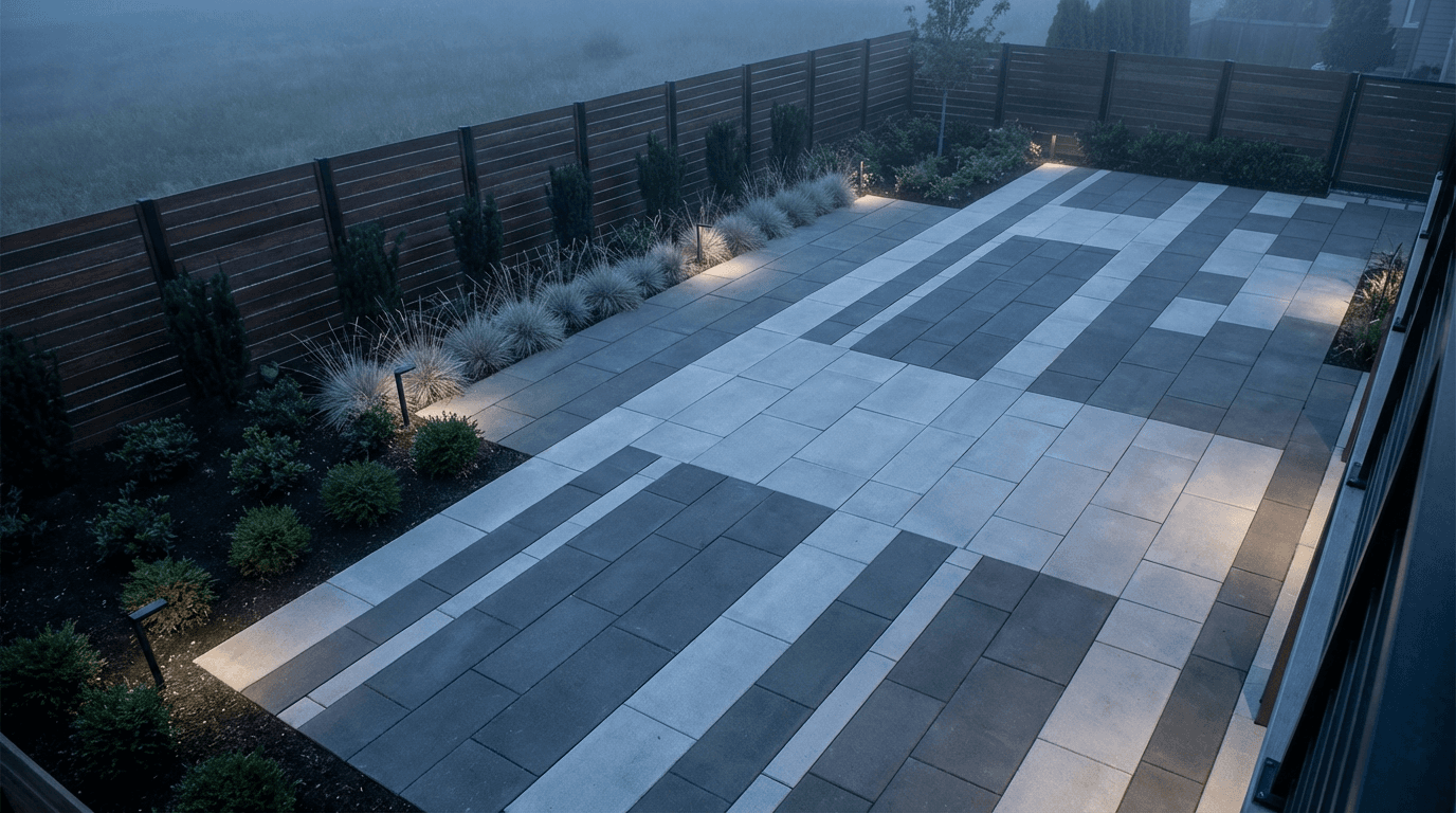 Smooth concrete driveway leading to a modern home
